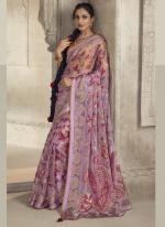 Organza Brasso Baby Pink Festival Wear Digital Printed Saree